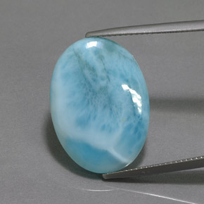 Larimar azul natural de 14,10 ct, corte óvalo, opaco