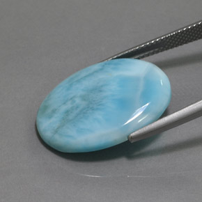 Larimar azul natural de 14,10 ct, corte óvalo, opaco