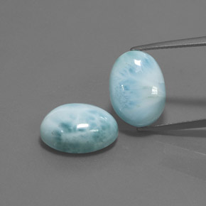 Gemas de larimar azul natural de  ct, corte óvalo, opaco