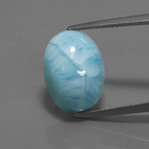 Larimar azul natural de 7,87 ct, corte óvalo, opaco