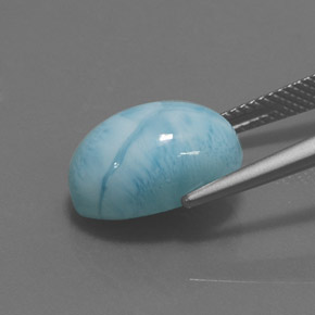 Larimar azul natural de 7,87 ct, corte óvalo, opaco