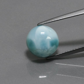 Larimar azul natural de 4,26 ct, corte redondo, opaco