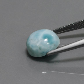Larimar azul natural de 4,26 ct, corte redondo, opaco