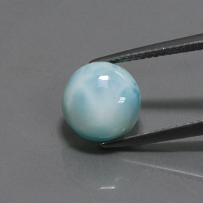 Larimar azul natural de 4,85 ct, corte redondo, opaco