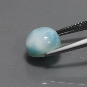 Larimar azul natural de 4,85 ct, corte redondo, opaco