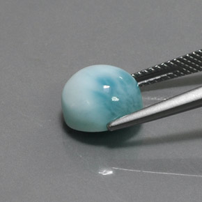 larimar Azul natural de 5.15 ct, Corte Redondo, Opaco