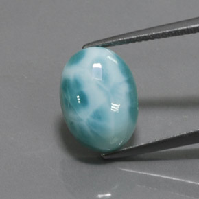 Larimar azul natural de 6,91 ct, corte óvalo, opaco