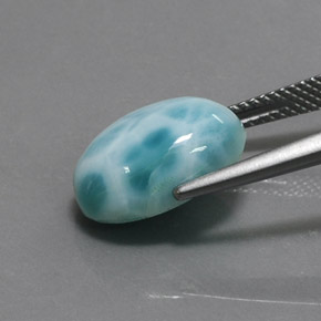 Larimar azul natural de 6,91 ct, corte óvalo, opaco