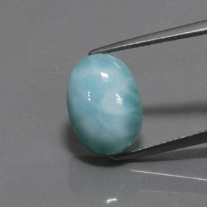 Larimar azul natural de 7,08 ct, corte óvalo, opaco