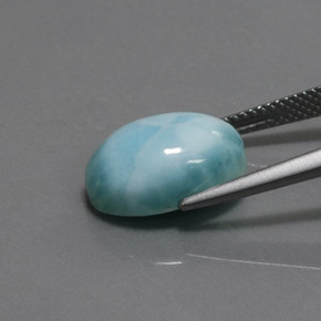 Larimar azul natural de 7,08 ct, corte óvalo, opaco