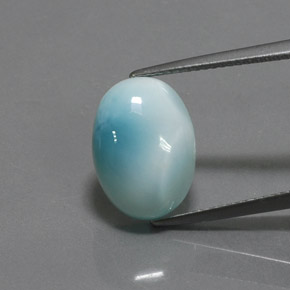 Larimar azul natural de 7,44 ct, corte óvalo, opaco