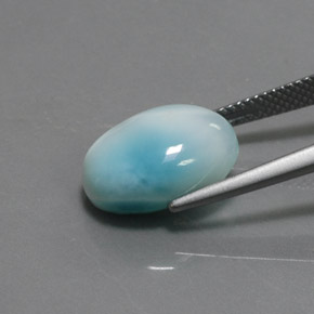 Larimar azul natural de 7,44 ct, corte óvalo, opaco