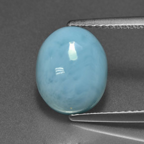 Larimar azul natural de 3,85 ct, corte óvalo, opaco