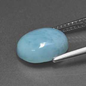 Larimar azul natural de 3,85 ct, corte óvalo, opaco