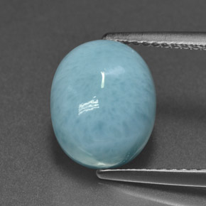 Larimar azul natural de 4,71 ct, corte óvalo, opaco