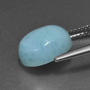 Larimar azul natural de 4,71 ct, corte óvalo, opaco