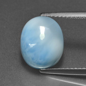 Larimar azul natural de 4,80 ct, corte óvalo, opaco