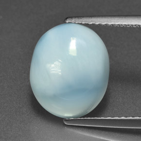 Larimar azul natural de 4,65 ct, corte óvalo, opaco