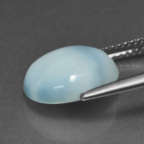 Larimar azul natural de 4,65 ct, corte óvalo, opaco