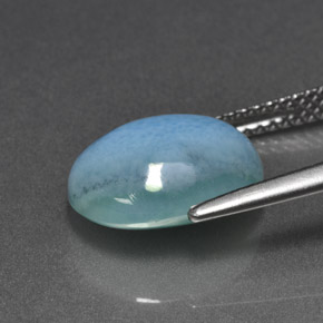 Larimar azul natural de 5,04 ct, corte óvalo, opaco