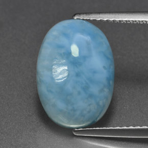 Larimar azul natural de 6,88 ct, corte óvalo, opaco