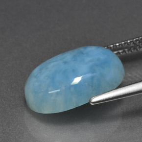 Larimar azul natural de 6,88 ct, corte óvalo, opaco
