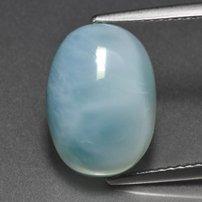 Larimar azul natural de 7,96 ct, corte óvalo, opaco
