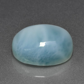 Larimar azul natural de 7,96 ct, corte óvalo, opaco