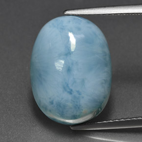 Larimar azul natural de 11,25 ct, corte óvalo, opaco