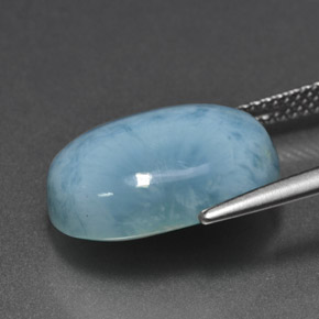 Larimar azul natural de 11,25 ct, corte óvalo, opaco