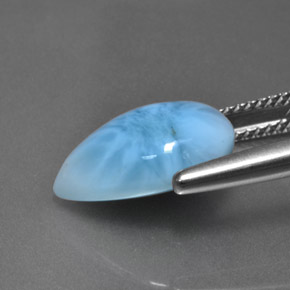 Larimar azul natural de 5,87 ct, en forma de pera, opaco