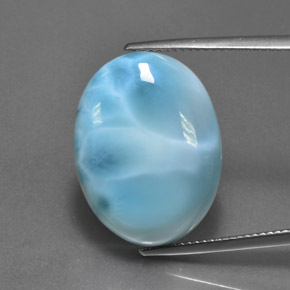 Larimar azul natural de 24,71 ct, corte óvalo, opaco
