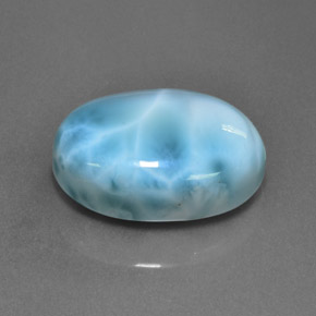 Larimar azul natural de 24,71 ct, corte óvalo, opaco