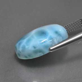 Larimar azul natural de 24,71 ct, corte óvalo, opaco