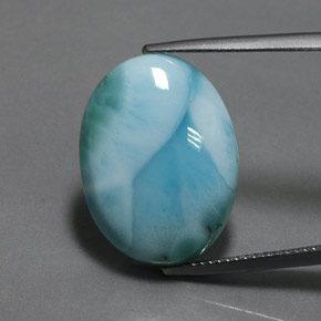 Larimar azul natural de 15,22 ct, corte óvalo, opaco