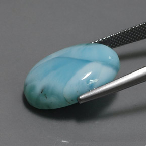 Larimar azul natural de 15,22 ct, corte óvalo, opaco
