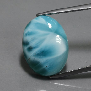 Larimar azul natural de 15,87 ct, corte óvalo, opaco