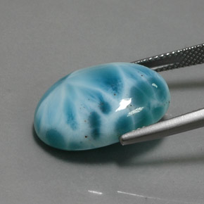 Larimar azul natural de 15,87 ct, corte óvalo, opaco