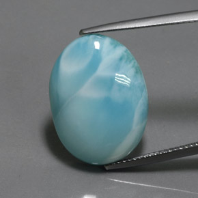 Larimar azul natural de 15,80 ct, corte óvalo, opaco