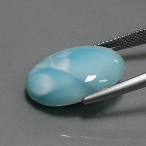 Larimar azul natural de 15,80 ct, corte óvalo, opaco