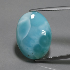 Larimar azul natural de 14,23 ct, corte óvalo, opaco