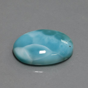 Larimar azul natural de 14,23 ct, corte óvalo, opaco