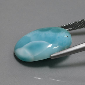 Larimar azul natural de 14,23 ct, corte óvalo, opaco