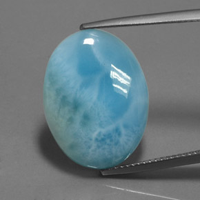 Larimar azul natural de 11,45 ct, corte óvalo, opaco