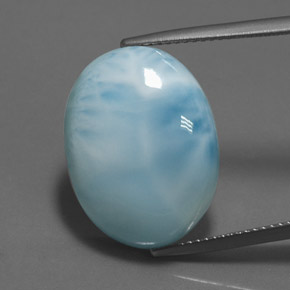 Larimar azul natural de 18,16 ct, corte óvalo, opaco