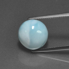 Larimar azul natural de 6,93 ct, corte redondo, opaco