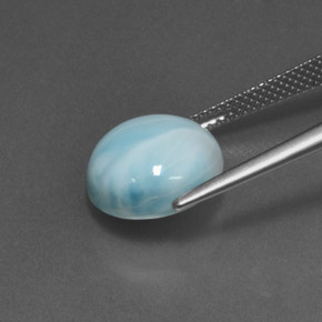 Larimar azul natural de 6,93 ct, corte redondo, opaco