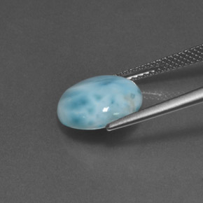 Larimar azul natural de 4,57 ct, corte redondo, opaco