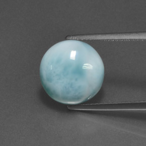 larimar Azul natural de 5.81 ct, Corte Redondo, Opaco