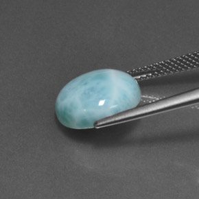 larimar Azul natural de 5.81 ct, Corte Redondo, Opaco